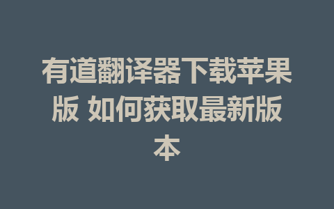 有道翻译器下载苹果版 如何获取最新版本