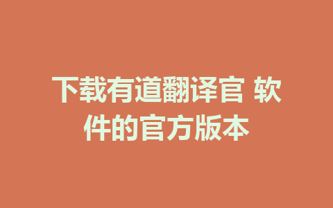 下载有道翻译官 软件的官方版本