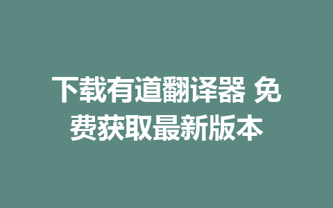 下载有道翻译器 免费获取最新版本