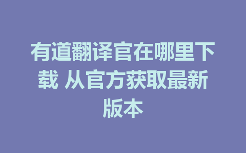 有道翻译官在哪里下载 从官方获取最新版本