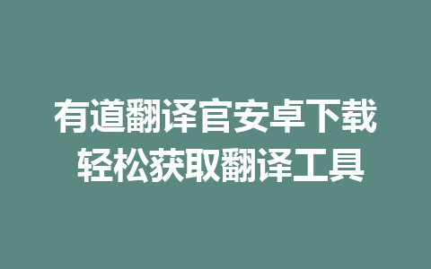 有道翻译官安卓下载 轻松获取翻译工具