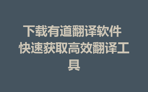 下载有道翻译软件 快速获取高效翻译工具